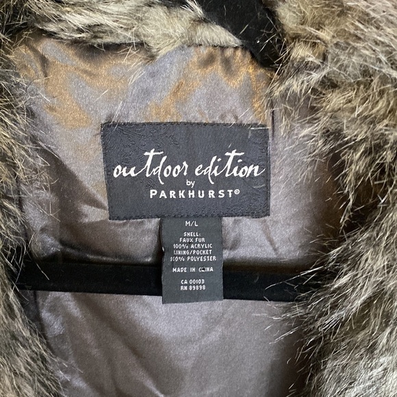 PARKHURST Faux Fur Long Vest with Pockets Size M/L - Picture 6 of 11